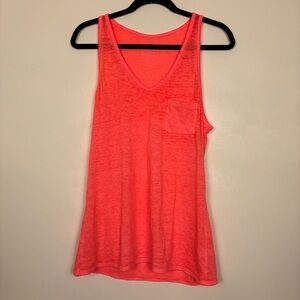 ATHLETA Womens Tank Top Size Small Bright Coral Burnout Athleisure‎ Activewear